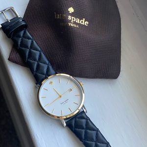 Kate spade watch, black with quilted pattern